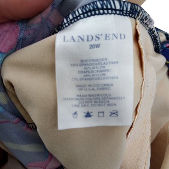 Lands End Floral Faux Wrap One Piece Swimsuit Size 20W Slimming Underwire Pink - Picture 10 of 10